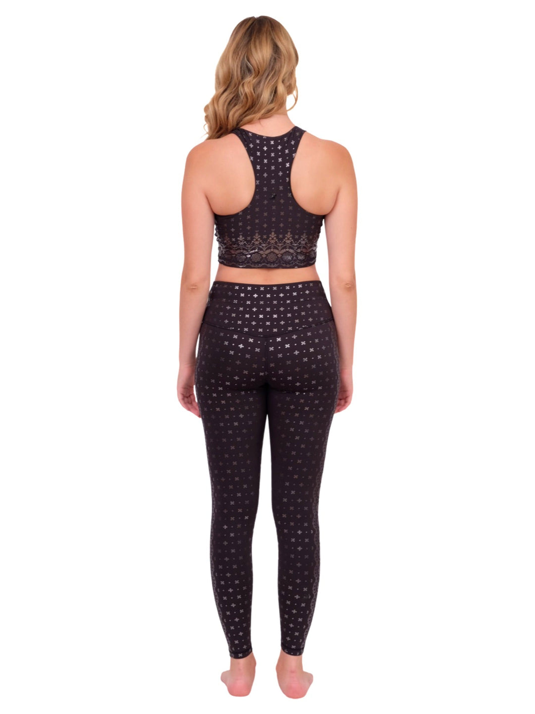 Metallic Silver &amp; Black Sports Bra