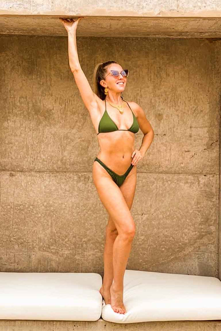 Reversible Ribbed Bikini Bottoms - Olive