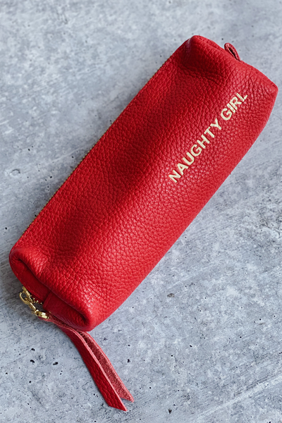 Red Leather Pencil Case