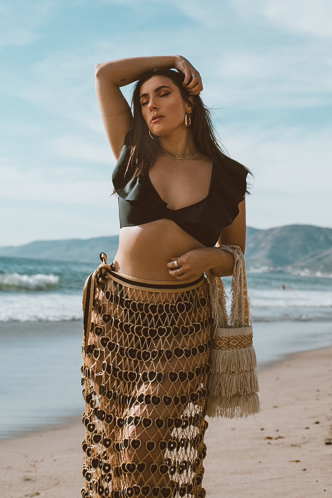 Black &amp; Gold Crochet Skirt