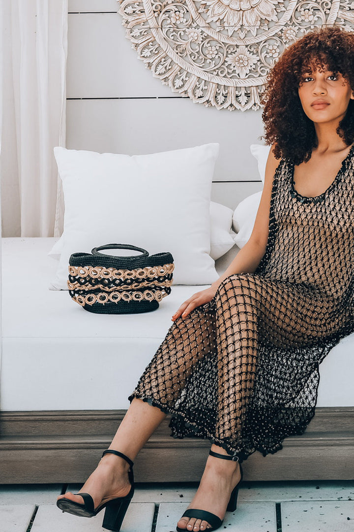 Black &amp; Gold Crochet Purse
