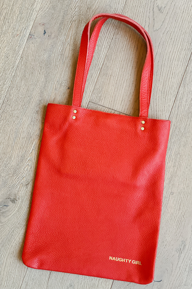 Red Leather Tote Bag