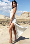 White Dress With Suspender Detail