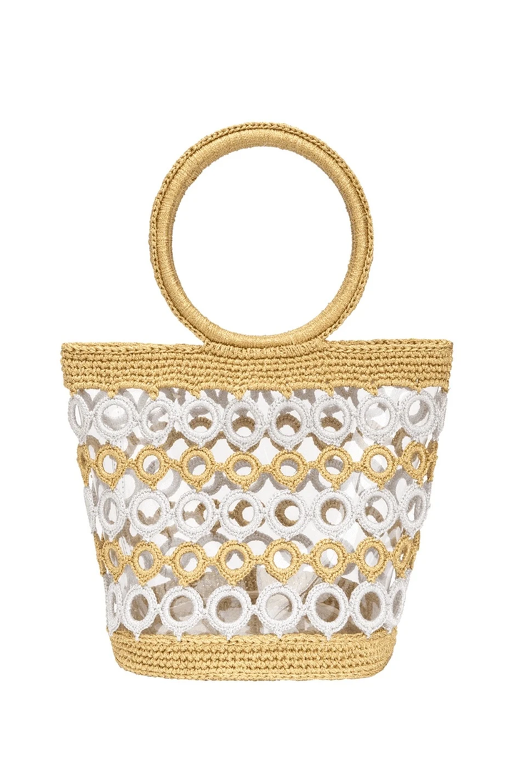 White &amp; Gold Crochet Purse
