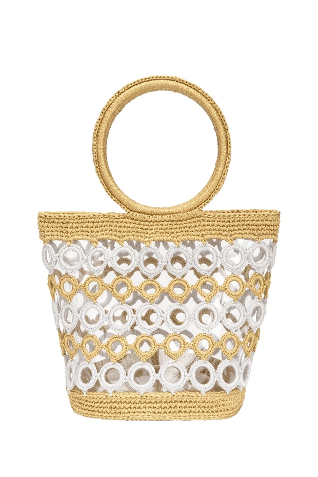 White & Gold Crochet Purse