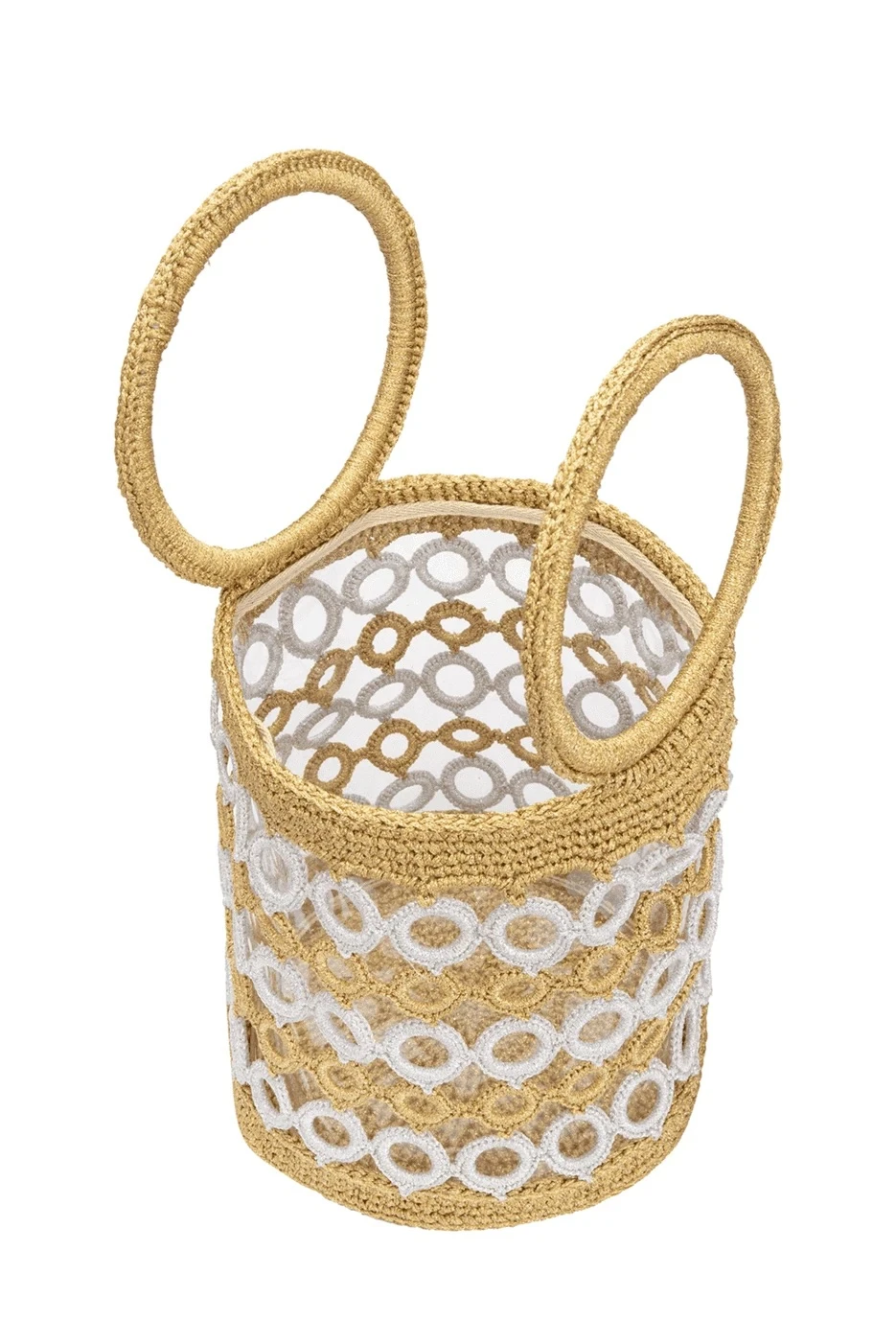 White &amp; Gold Crochet Purse