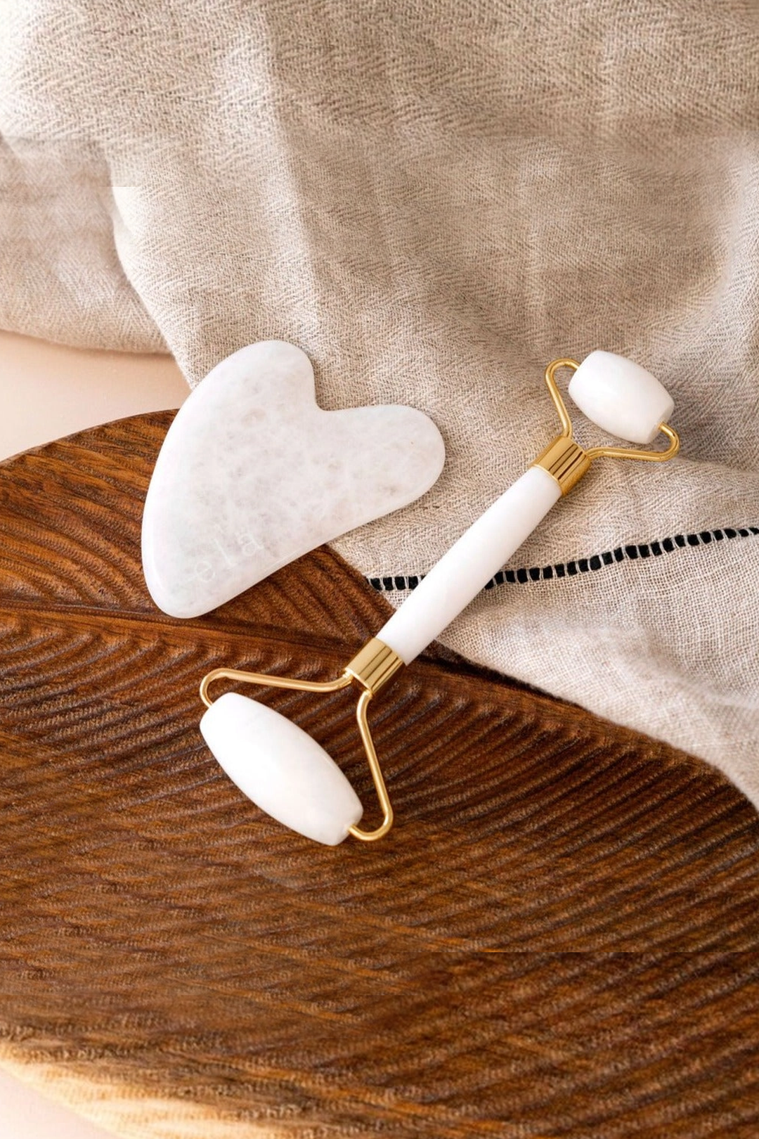 White Jade Gua Sha and Roller Set