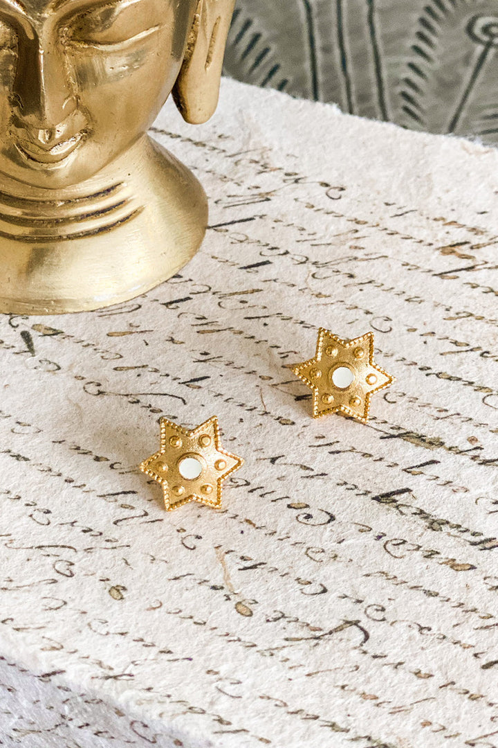 Beige Star Earrings